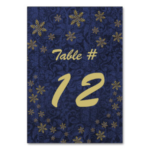 Dark Blue Damask Weihnachts-Party-Tischnummer Tischnummer