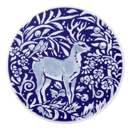 Dark Blue Deer Buck Bird Woodland Animal Floral Keramikknauf