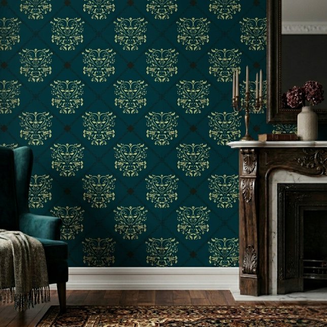 Dark Blue Diamond Damask Muster Tapete (Von Creator hochgeladen)
