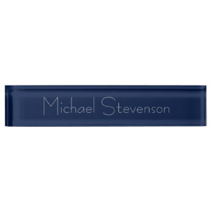 Dark Blue Elegante Moderne Business Namplate Namensplakette