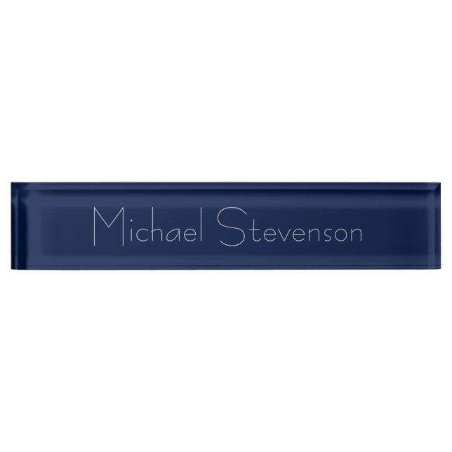 Dark Blue Elegante Moderne Business Namplate Namensplakette (Vorderseite)