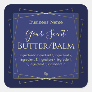 Dark Blue Face Creme Body Butter Lip Balm Labels Quadratischer Aufkleber