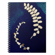 Dark Blue Fern Cyanotype Spiral Notebook