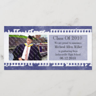 Dark Blue Film Grunge Abschluss Fotokarte Ankündigung