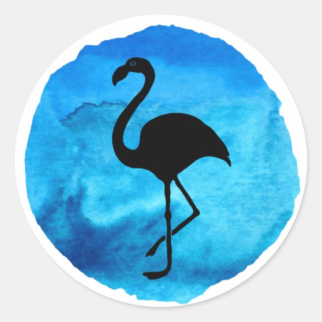 Dark Blue Flamingo Runder Aufkleber (Vorderseite)