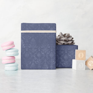 Dark Blue Floral Damask Wrapping Paper Rolle Geschenkpapier