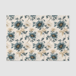 Dark Blue Floral Design Seidenpapier