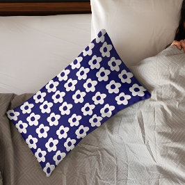 Dark Blue Floral Pillow Case Kissenbezug