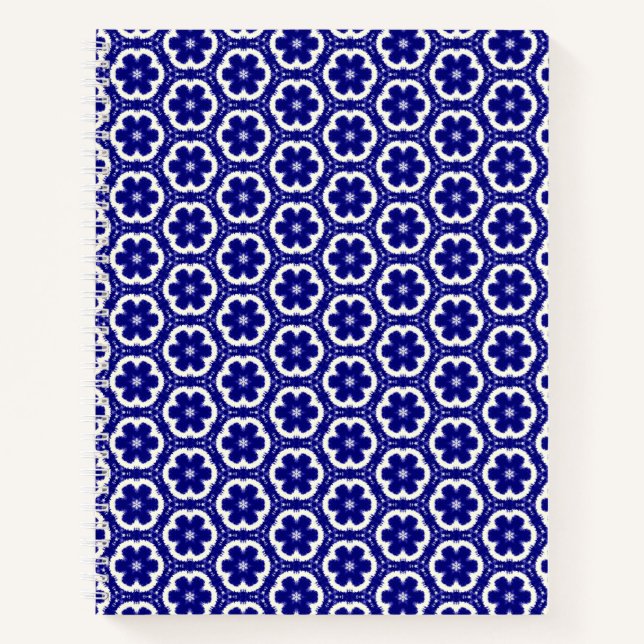 Dark Blue Floral Spiral Notebook Notizbuch (Vorderseite)