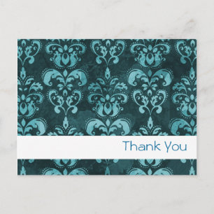 Dark Blue French Damask "Danke" Postkarte