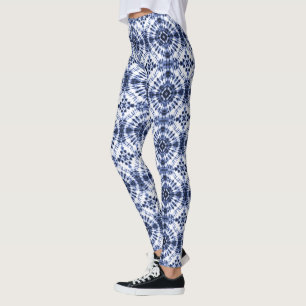 Dark Blue Gefärbte Krawatte Muster Leggings