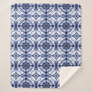 Dark Blue Gefärbte Krawatte Muster Sherpadecke