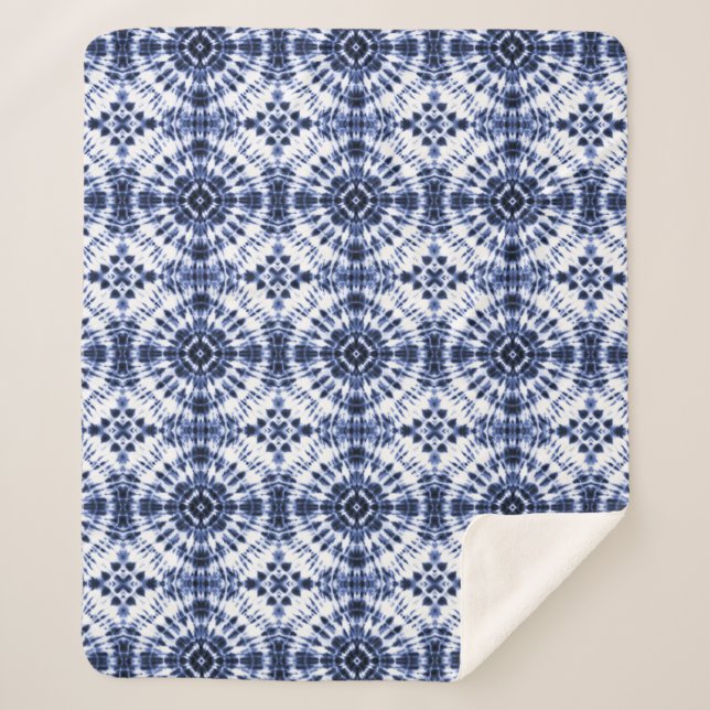 Dark Blue Gefärbte Krawatte Muster Sherpadecke (Vorderseite)