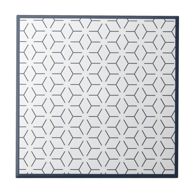 Dark Blue Geometric Muster Fliese (Vorderseite)