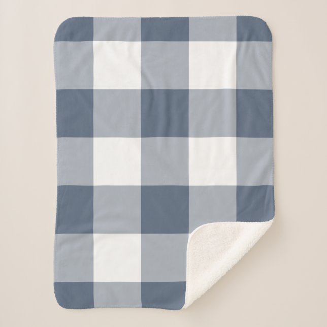 Dark Blue Gingham Pattern Sherpadecke (Vorderseite)