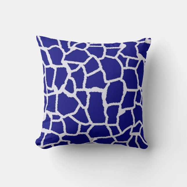 Dark Blue Giraffe Animal Print Kissen (Vorderseite)