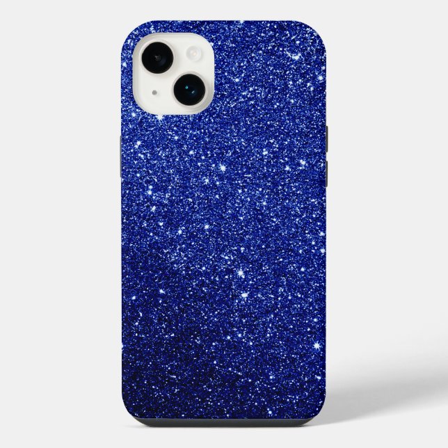 Dark Blue Glitzer Design iPhone Hülle (Rückseite)