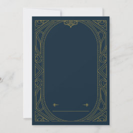 Dark Blue &Gold Art Deco Style Wedding Invitation Einladung