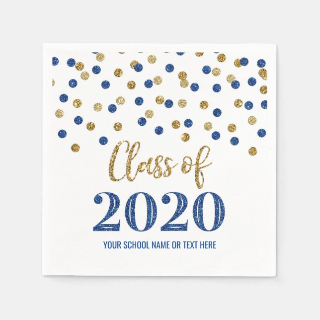 Dark Blue Gold Confetti Class of 2020 Abschluss Serviette (Vorderseite)