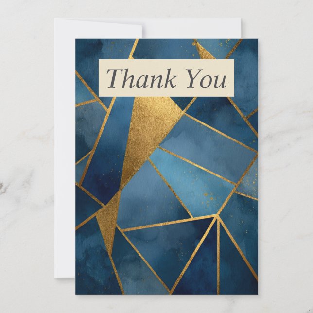 Dark Blue & Gold Geometric Thank You Card Einladung (Vorderseite)