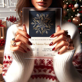 Dark Blue & Gold Midnight Sparkle Stars New Year  Acryleinladungen