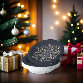 Dark Blue & Gold Midnight Sparkle Stars New Year Pappteller