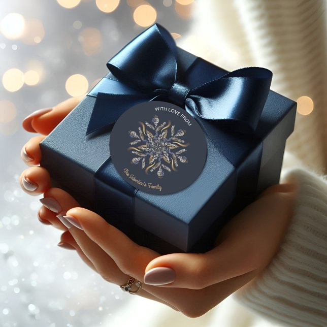 Dark Blue & Gold Midnight Sparkle Stars New Year  Runder Aufkleber (Von Creator hochgeladen)