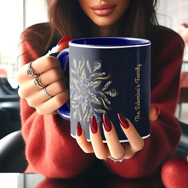 Dark Blue & Gold Midnight Sparkle Stars New Year  Tasse (Von Creator hochgeladen)