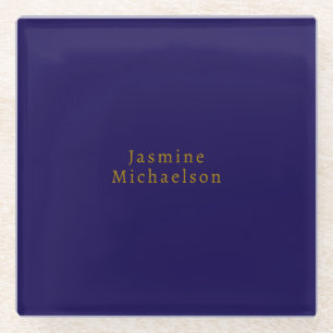 Dark Blue & Gold Niedlicher Minimalistischer Name Glasuntersetzer