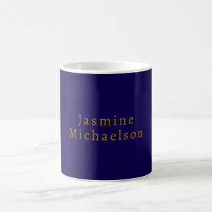 Dark Blue & Gold Niedlicher Minimalistischer Name Kaffeetasse