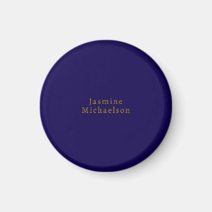 Dark Blue & Gold Niedlicher Minimalistischer Name Magnet