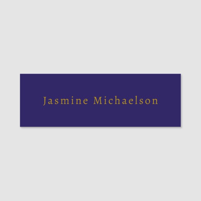 Dark Blue & Gold Niedlicher Minimalistischer Name Namensschild (Vorderseite)