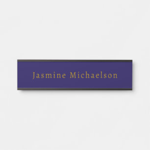Dark Blue & Gold Niedlicher Minimalistischer Name Türschild