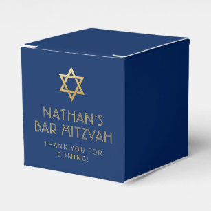 Dark Blue Gold Personalisiert Bar Mitzvah Geschenkschachtel