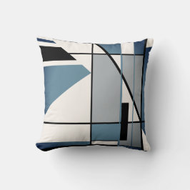 Dark Blue Gray Black Mosaic Geometric Art Abstrakt Kissen