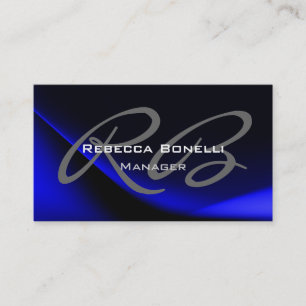 Dark Blue Gray Monogram Manager Business Card Visitenkarte