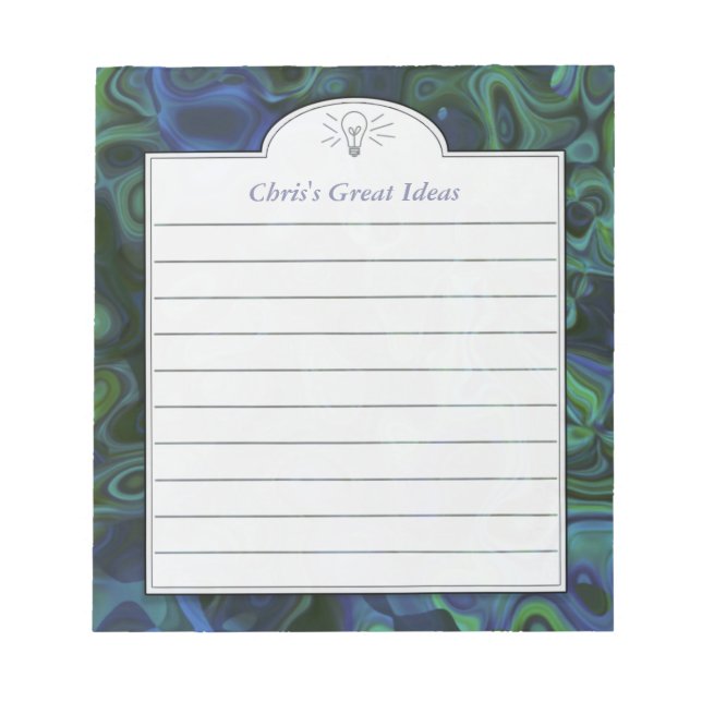 Dark Blue Green Abstrakt Art Custom Idea List Notizblock (Vorderseite)