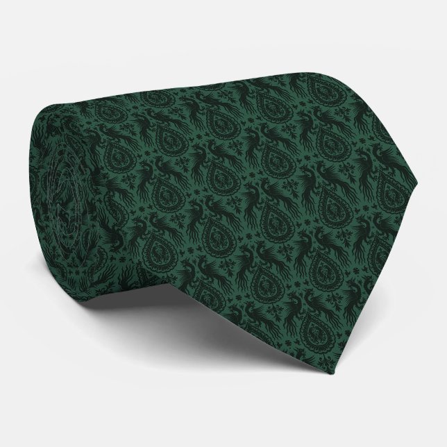 Dark Blue-Green Medieval Dragons Neck Tie Krawatte (Gerollt)
