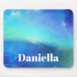 Dark Blue Holographic Sky mit Individuelle Name Mousepad