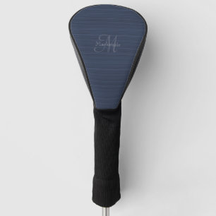 Dark Blue Horizontal Stripes Custom Monogram Name Golf Headcover