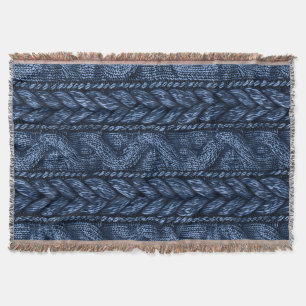 Dark Blue Imitats Chunk Strick Decke