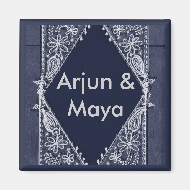 Dark Blue India Design - Individuell angepasst Magnet (Vorne)