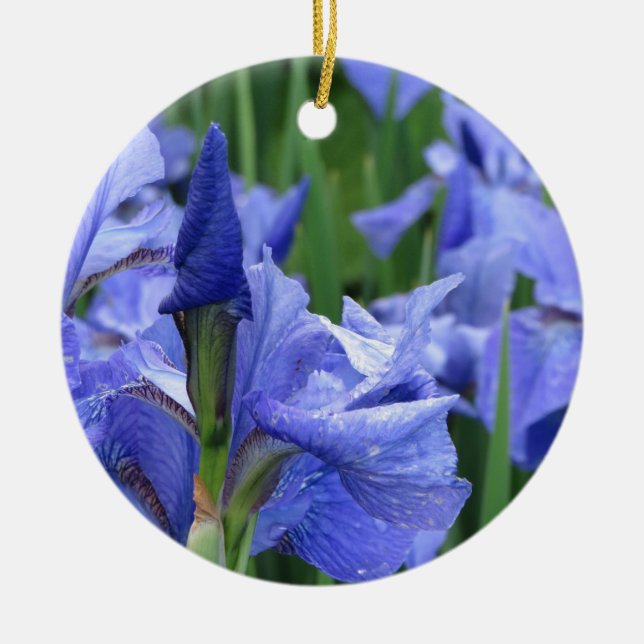 Dark Blue Iris Keramik Ornament (Vorne)