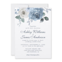 Dark Blue Ivory Rose Floral Wedding
