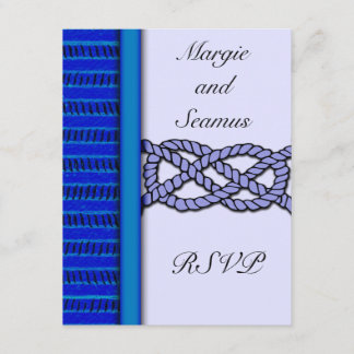 Dark Blue Knotted Nautical Wedding RSVP Karte