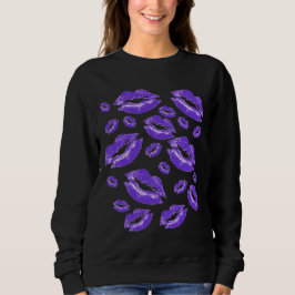Dark Blue Lip Print Flirtatious Fun Sweatshirt