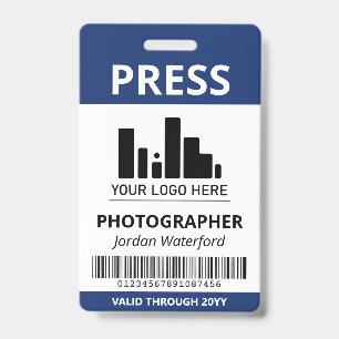 Dark Blue Logo Bar Code Pressekennung Ausweis