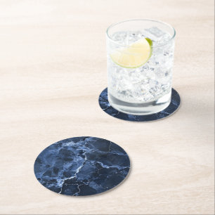 Dark Blue Marble Muster Runder Pappuntersetzer