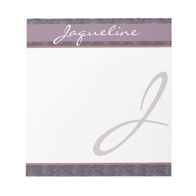 Dark Blue Mauve Rust Monogram Notizblock (Vorderseite)