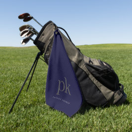 Dark Blue Minimalistisch Monogram Initials Golfhandtuch
